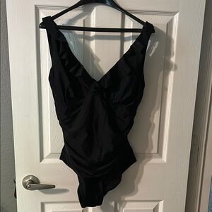 DKNY Black Ruffled Kids One Piece